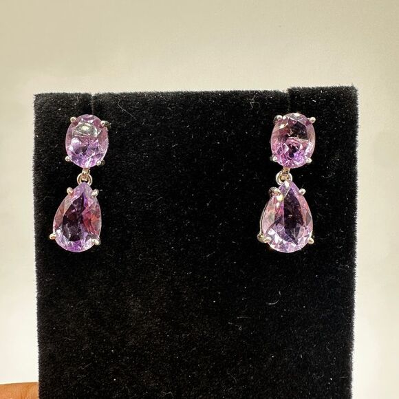 NWOT Stunning Faceted Amethyst dangle earrings set in sterling silver! - Picture 12 of 16